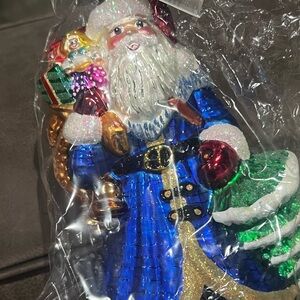 Christopher Radko Vintage Sapphire Santa Ornament